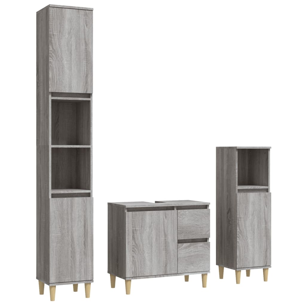 Set Mobili da Bagno 3 pz in legno multistrato