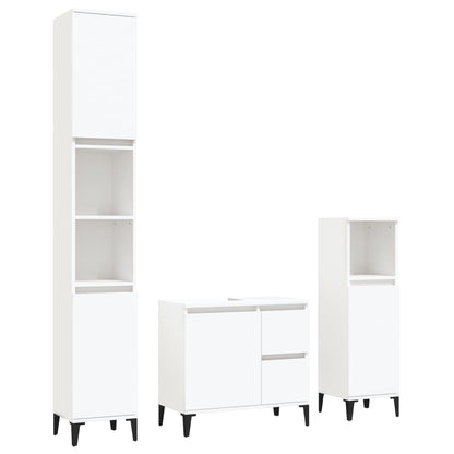 Set di Mobili da Bagno 3 pz Bianco in Legno Multistrato | homemem39
