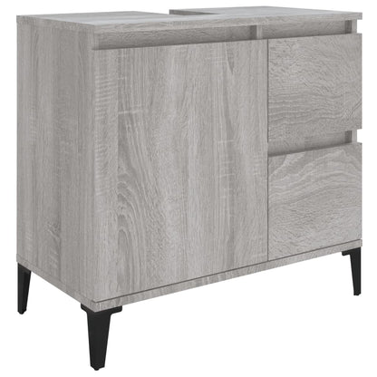 Set Mobili da Bagno 3 pz Grigio Sonoma in Legno Multistrato | homemem39