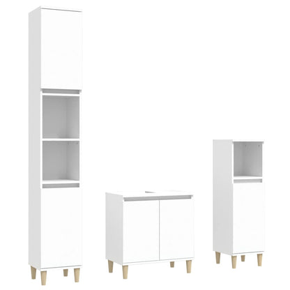 Set Mobili da Bagno 3 pz Bianco in Legno Multistrato | homemem39