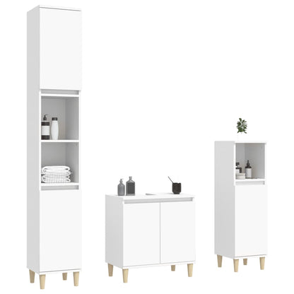 Set Mobili da Bagno 3 pz Bianco in Legno Multistrato | homemem39