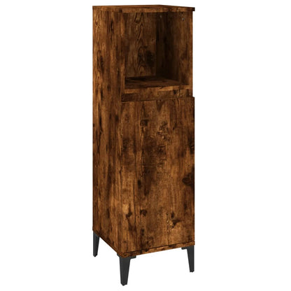 Set Mobili da Bagno 3 pz Rovere Fumo in Legno Multistrato
