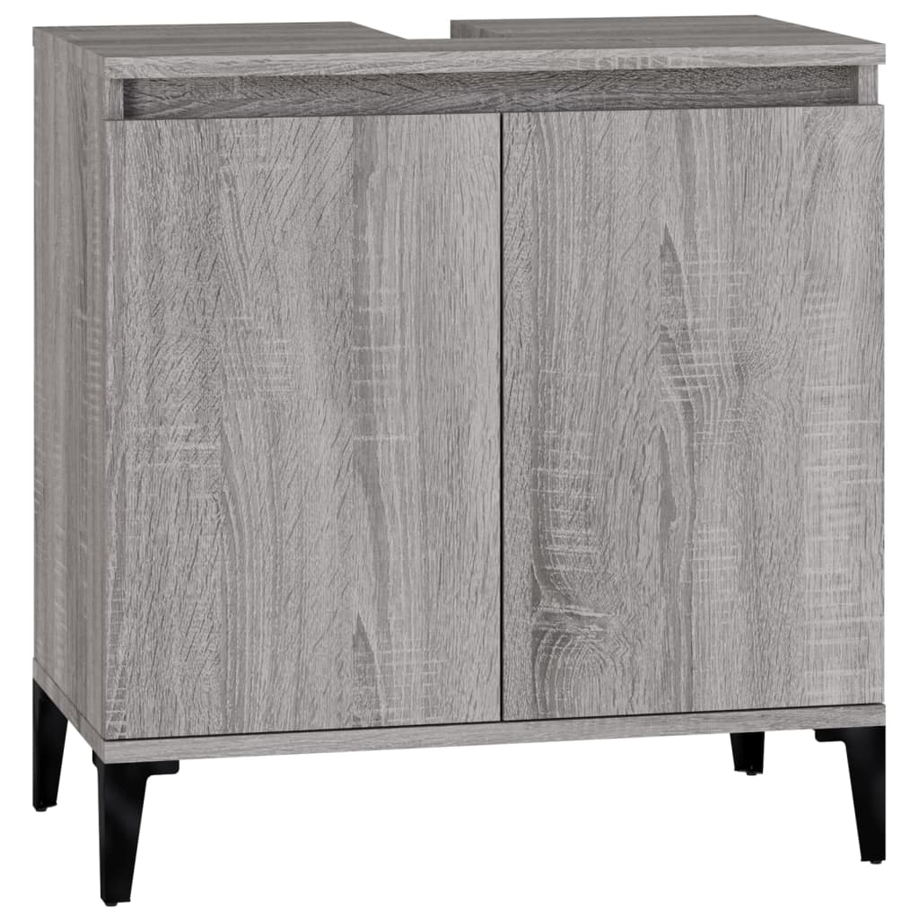 Set Mobili da Bagno 3 pz Grigio Sonoma in Legno Multistrato | homemem39
