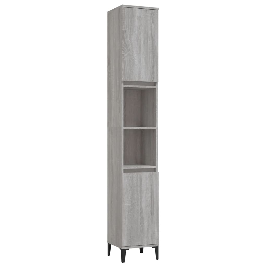 Set Mobili da Bagno 3 pz Grigio Sonoma in Legno Multistrato | homemem39