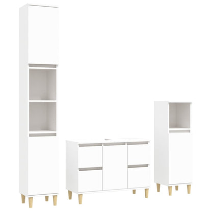 Set Mobili da Bagno 3 pz Bianco in Legno Multistrato