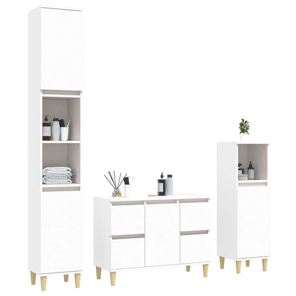 Set Mobili da Bagno 3 pz Bianco in Legno Multistrato | homemem39