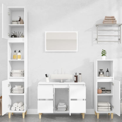 Set Mobili da Bagno 3 pz Bianco in Legno Multistrato | homemem39
