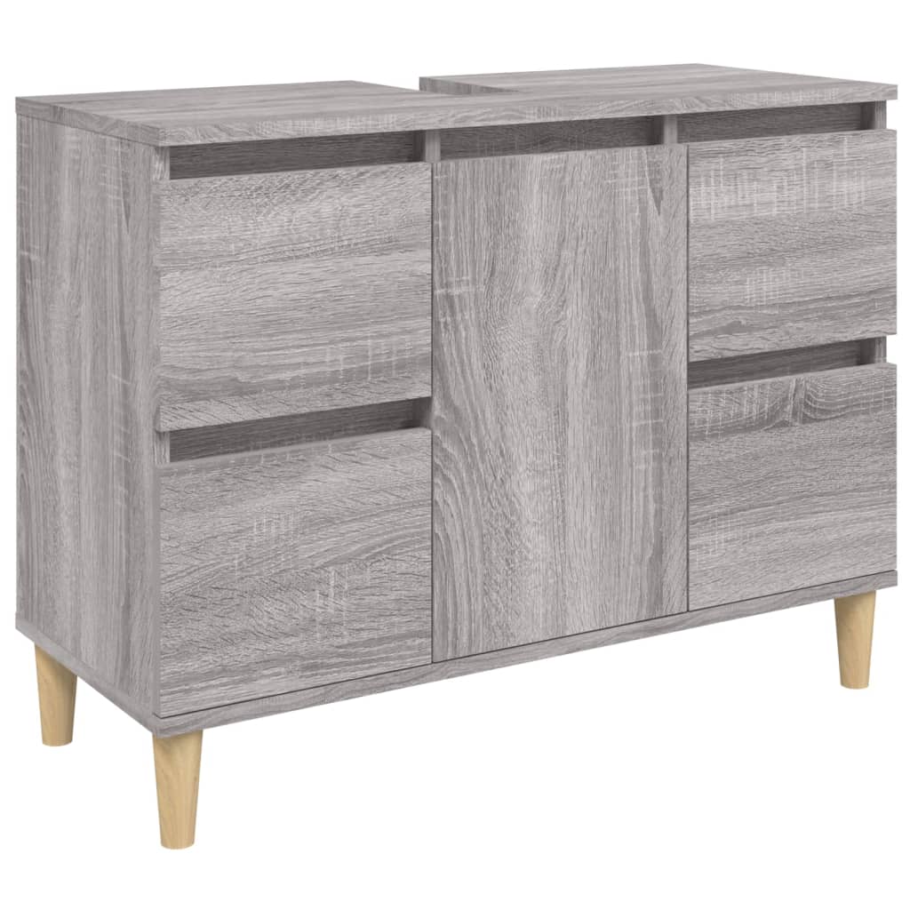 Set Mobili da Bagno 3 pz Grigio Sonoma in Legno Multistrato | homemem39