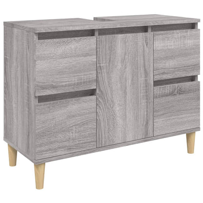 Set Mobili da Bagno 3 pz Grigio Sonoma in Legno Multistrato | homemem39