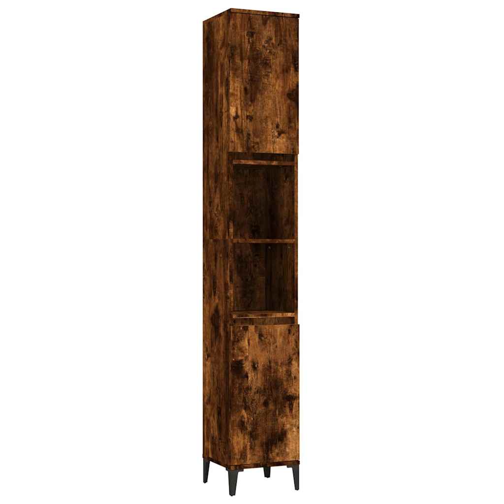 Set Mobili da Bagno 3 pz Rovere Fumo in Legno Multistrato | homemem39