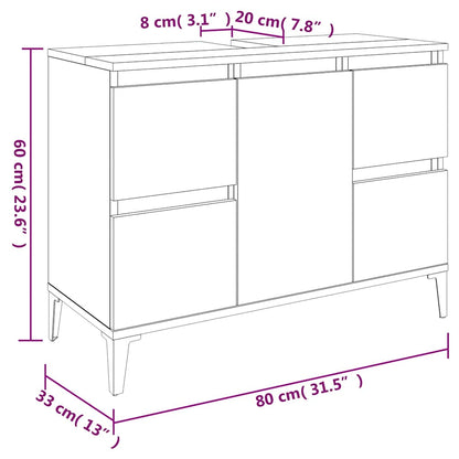 Set Mobili da Bagno 3 pz Rovere Fumo in Legno Multistrato