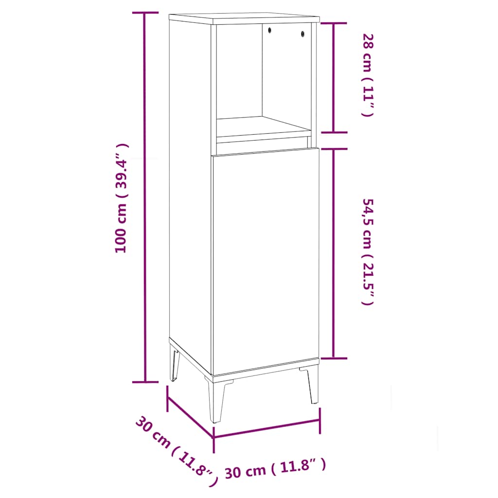 Set Mobili da Bagno 3 pz Rovere Fumo in Legno Multistrato