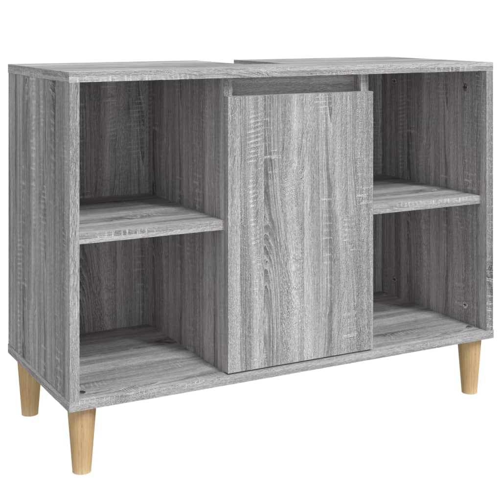 Set Mobili da Bagno 3 pz Grigio Sonoma in Legno Multistrato