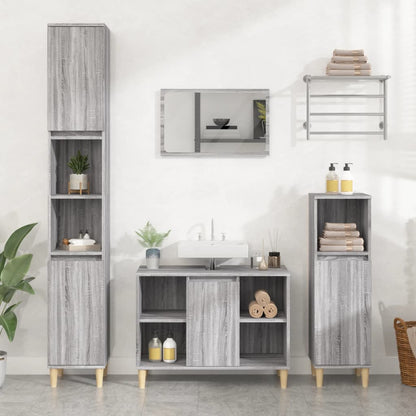 Set Mobili da Bagno 3 pz Grigio Sonoma in Legno Multistrato | homemem39