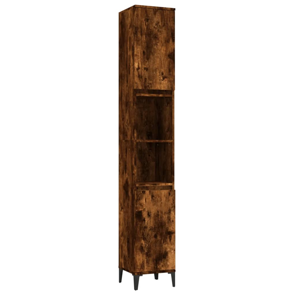 Set Mobili da Bagno 3 pz Rovere Fumo in Legno Multistrato | homemem39
