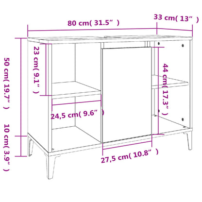 Set Mobili da Bagno 3 pz Rovere Fumo in Legno Multistrato
