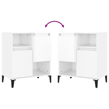 Credenze 2pz Bianco Lucido 60x35x70 cm in Legno Multistrato - homemem39