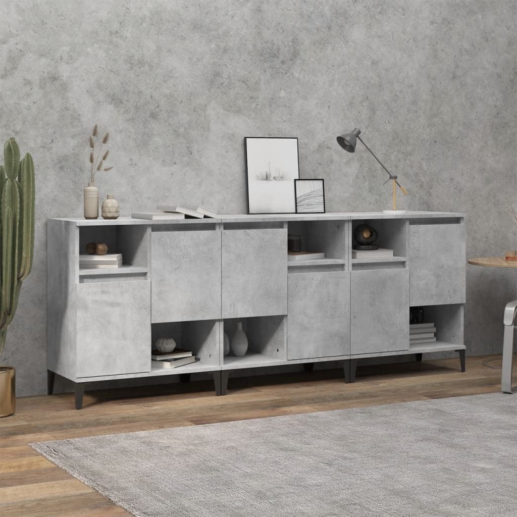 Credenze 3pz Grigio Cemento 60x35x70 cm in Legno Multistrato - homemem39