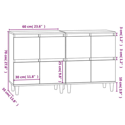 Credenze 2pz Nere 60x35x70 cm in Legno Multistrato