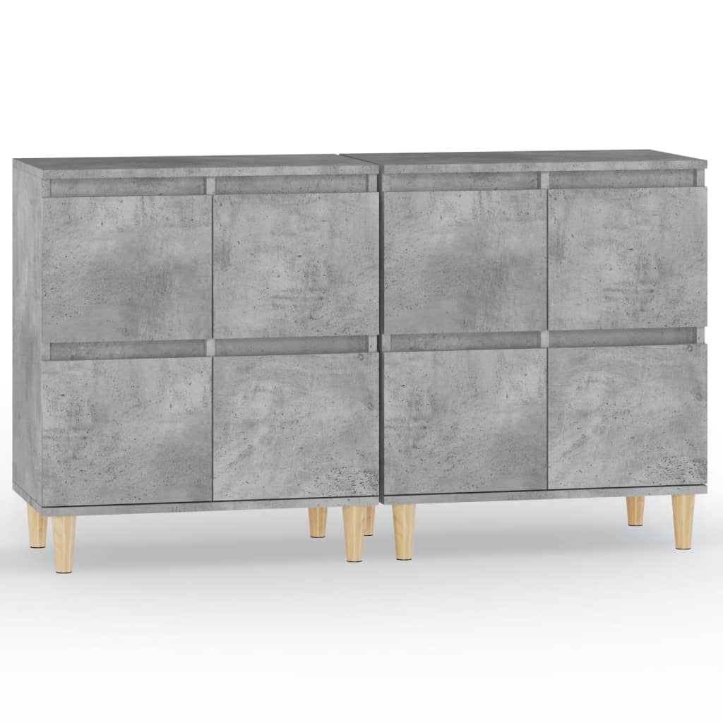 Credenze 2pz Grigio Cemento 60x35x70 cm in Legno Multistrato