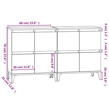 Credenze 2pz Bianche 60x35x70 cm in Legno Multistrato | homemem39