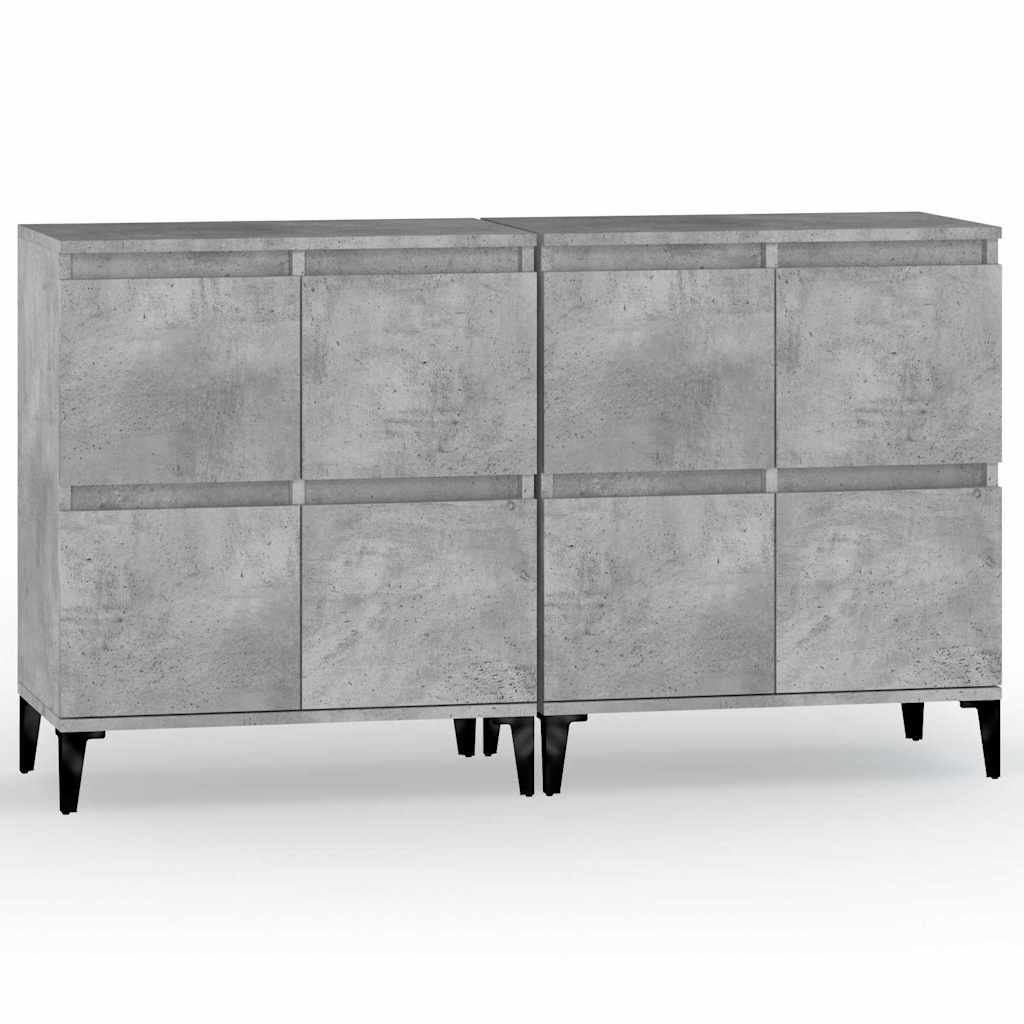 Credenze 2pz Grigio Cemento 60x35x70 cm in Legno Multistrato