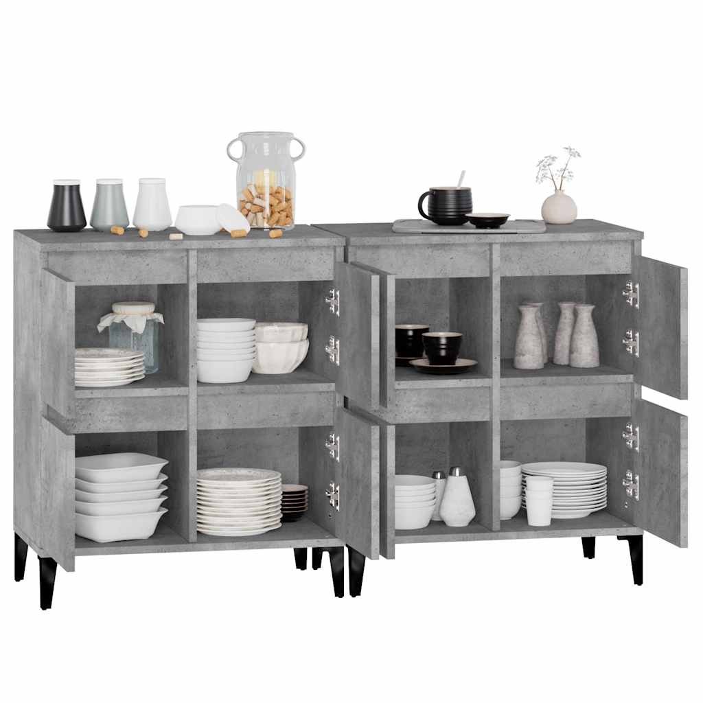Credenze 2pz Grigio Cemento 60x35x70 cm in Legno Multistrato
