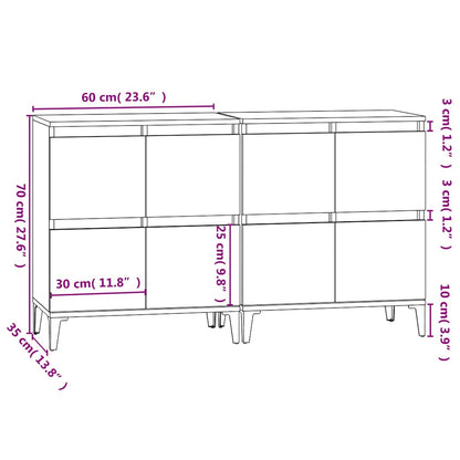 Credenze 2pz Grigio Cemento 60x35x70 cm in Legno Multistrato