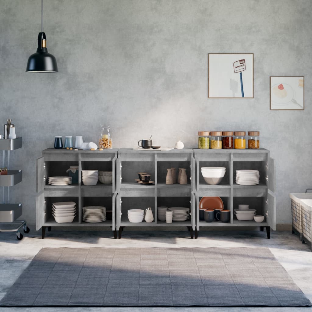 Credenze 3pz Grigio Cemento 60x35x70 cm in Legno Multistrato - homemem39