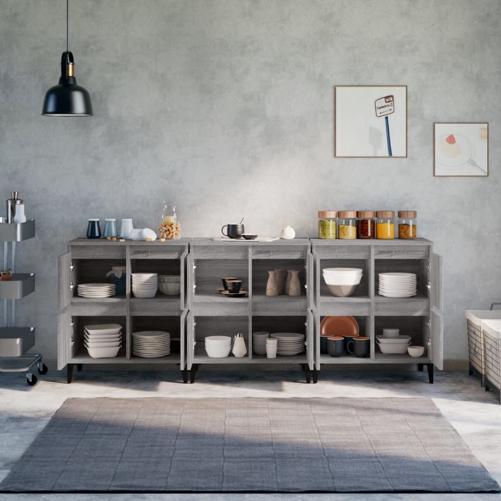 Credenze 3pz Grigio Sonoma 60x35x70 cm in Legno Multistrato - homemem39