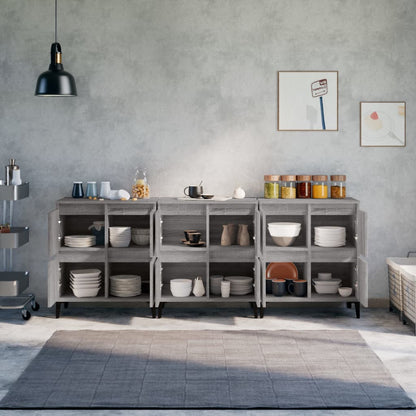 Credenze 3pz Grigio Sonoma 60x35x70 cm in Legno Multistrato - homemem39