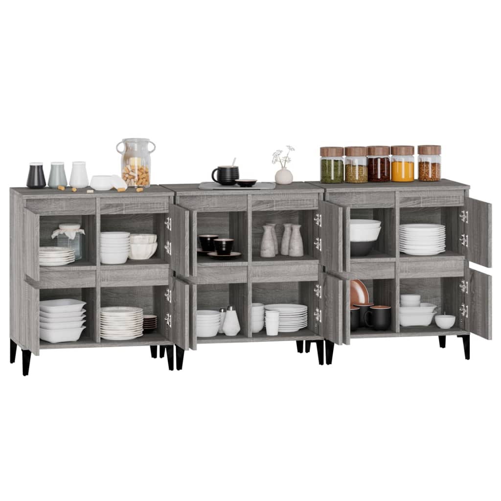 Credenze 3pz Grigio Sonoma 60x35x70 cm in Legno Multistrato - homemem39