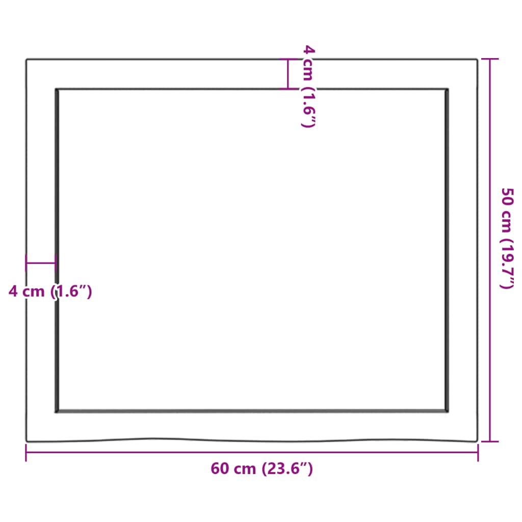 Piano per Tavolo 60x50x(2-4) cm in Rovere Massello Non Trattato