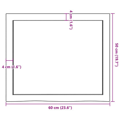 Piano per Tavolo 60x50x(2-6) cm in Rovere Massello Non Trattato