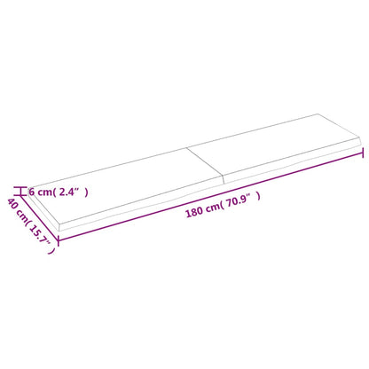 Piano per Tavolo 180x40x(2-6)cm in Rovere Massello Non Trattato - homemem39