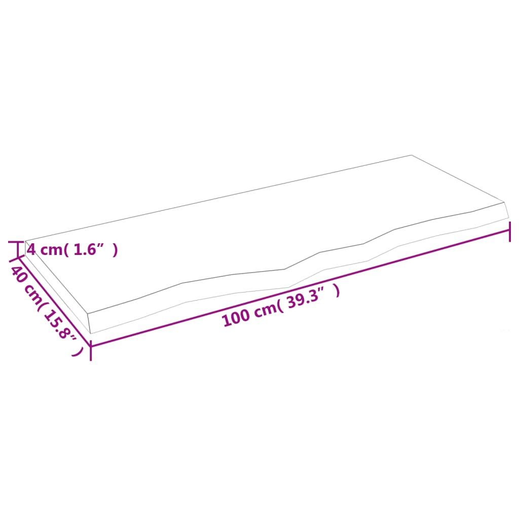 Piano Tavolo Marrone 100x40x(2-4) cm Massello Rovere Trattato