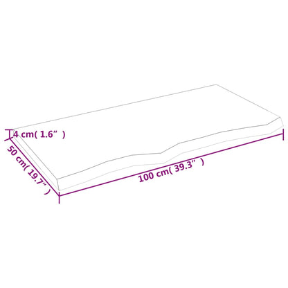 Piano Tavolo Marrone 100x50x(2-4) cm Massello Rovere Trattato