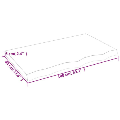 Piano Tavolo Marrone 100x60x(2-6) cm Massello Rovere Trattato