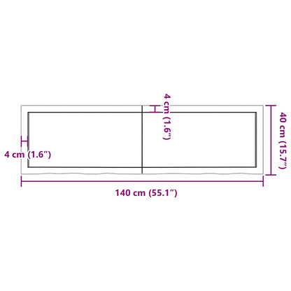 Piano Tavolo Marrone 140x40x(2-4) cm Massello Rovere Trattato | homemem39
