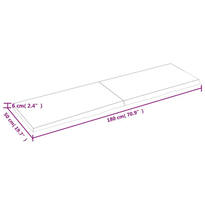 Piano Tavolo Marrone 180x50x(2-6) cm Massello Rovere Trattato