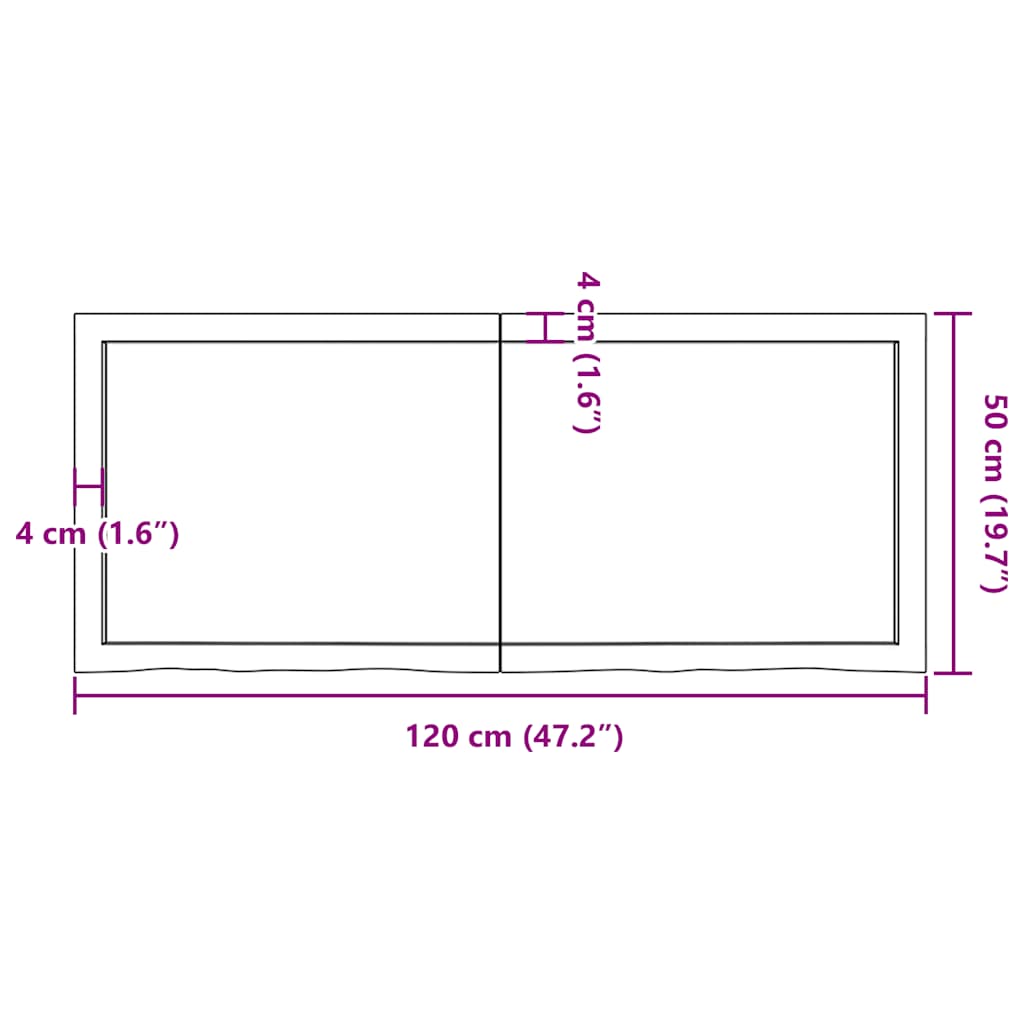Piano Tavolo Marrone 120x50x(2-4) cm Rovere Massello Trattato - homemem39