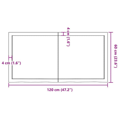 Piano Tavolo Marrone 120x60x(2-4) cm Rovere Massello Trattato - homemem39
