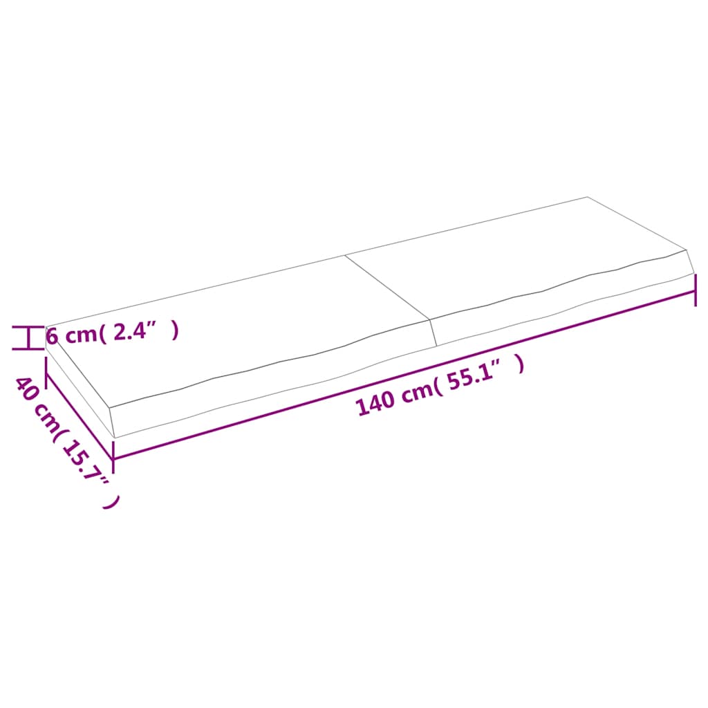 Piano Tavolo Marrone 140x40x(2-6) cm Rovere Massello Trattato - homemem39