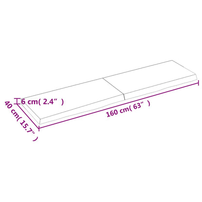 Piano Tavolo Marrone 160x40x(2-6) cm Rovere Massello Trattato