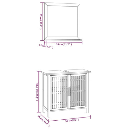 Set Mobili da Bagno 2pz in Legno Massello di Noce | homemem39