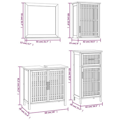 Set Mobili da Bagno 4pz in Legno Massello di Noce | homemem39