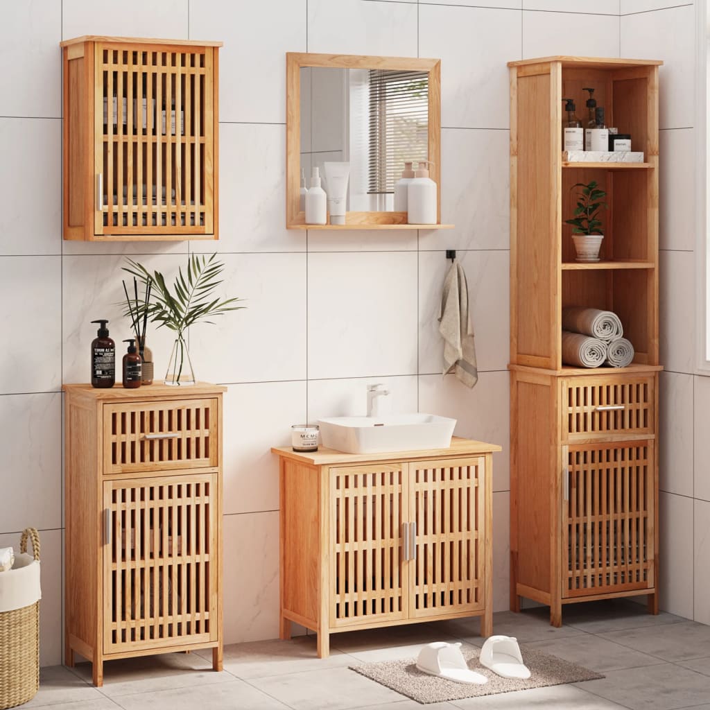 Set Mobili da Bagno 5pz in Legno Massello di Noce | homemem39