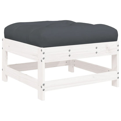 Set Divani da Giardino 5pz con Cuscini in Legno Massello Bianco | homemem39