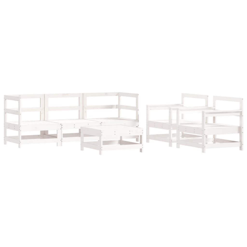 Set Divani da Giardino 6pz con Cuscini in Legno Massello Bianco | homemem39