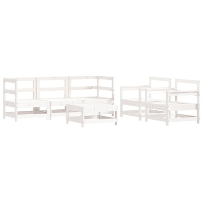 Set Divani da Giardino 6pz con Cuscini in Legno Massello Bianco | homemem39